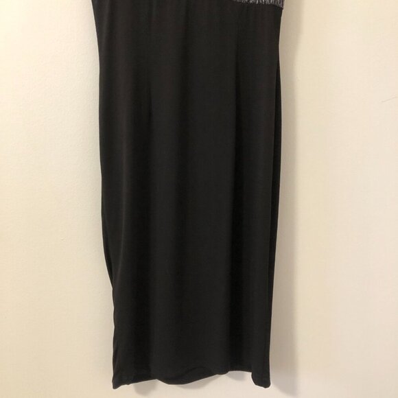 3/$25 ❥Jessica Sleeveless Silver Metallic Black Knee Length Stretch Dress Size 4 - Picture 5 of 9